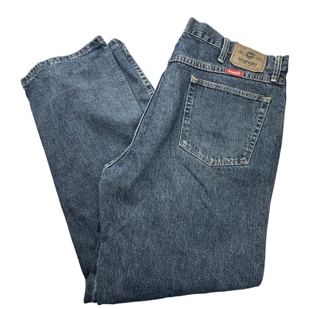 Wrangler Jeans Premium Denim Regular Fit Blue Cotton Workwear Casual Men 38x30